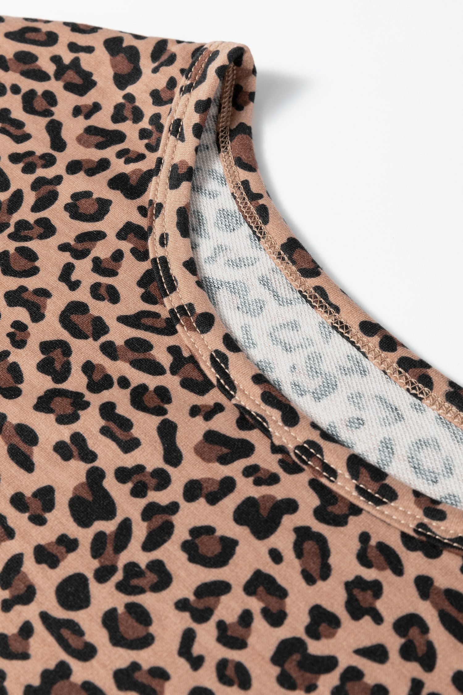 Brown Leopard Loose Tee Drawstring Waist Barrel Pants Set - Image 11