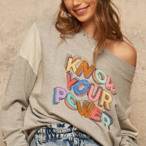 A French Terry Knit Graphic Sweatshirt -53079