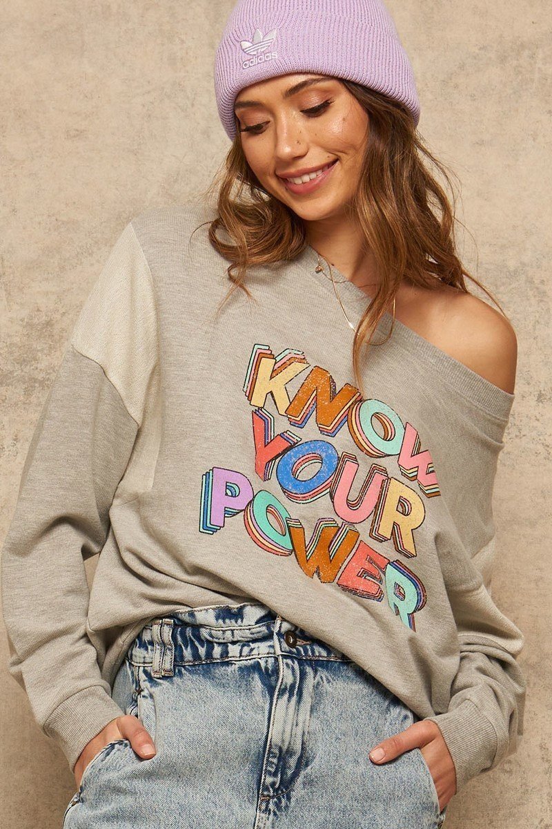 A French Terry Knit Graphic Sweatshirt -53079