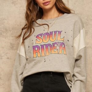 A French Terry Knit Graphic Sweatshirt -53080
