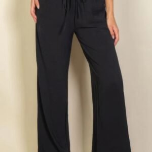 Drawstring Waist Wide Leg Minimalist Pants -59097