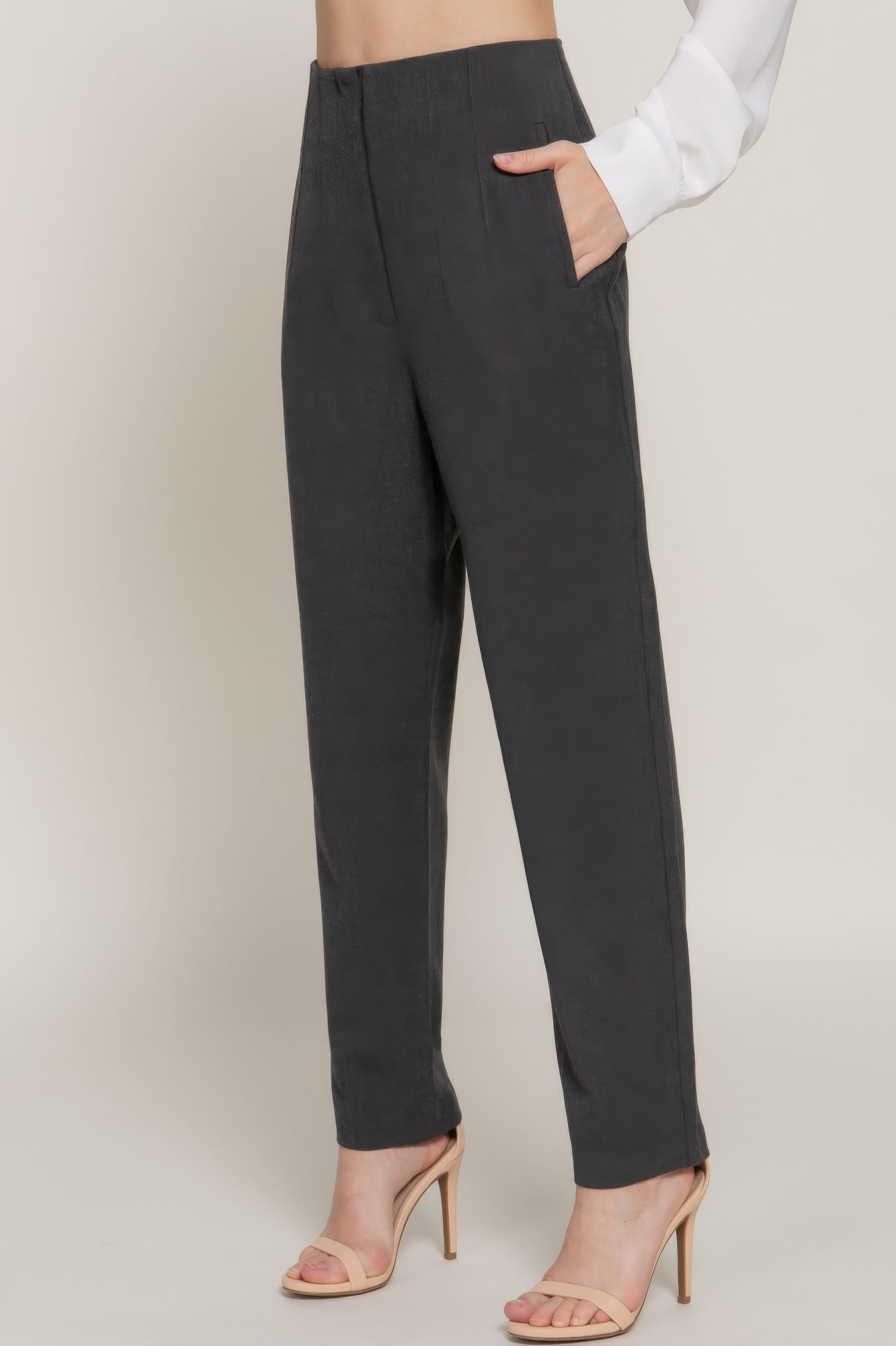 High Waist Pintuck Detail Long Pants -59110