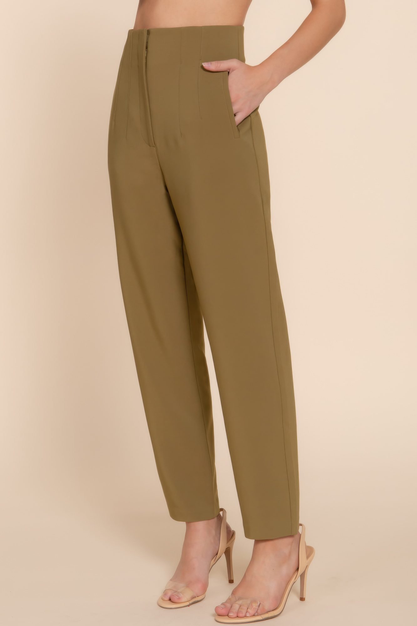 High Waist Pintuck Detail Long Pants -59200b