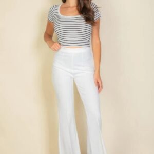High Waist Stretch Crepe Flare Pants -59217