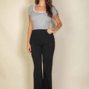 High Waist Stretch Crepe Flare Pants -59217a