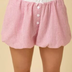 Seersucker Stripe Bubble Hem Boxer Shorts
