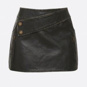 Faux Leather Strap Mini Skirt -59826