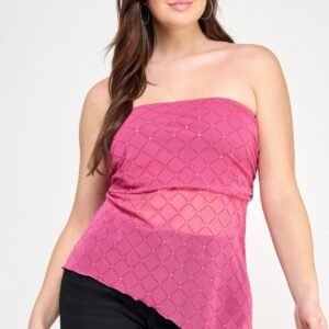 Plus Size Strapless Tube Assym Hem Top
