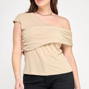 Plus Size One Shoulder Assymetric Knit Crepe Top