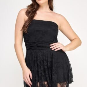 Plus Size Ots Lace Overlay Assym Dress