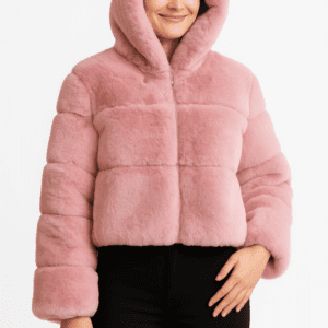 Ivory Faux Fur Hooded Jacket -60102b