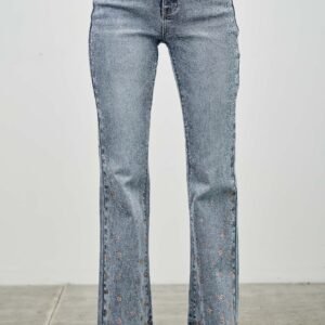 High Rise Kick Flare With Rhinestone