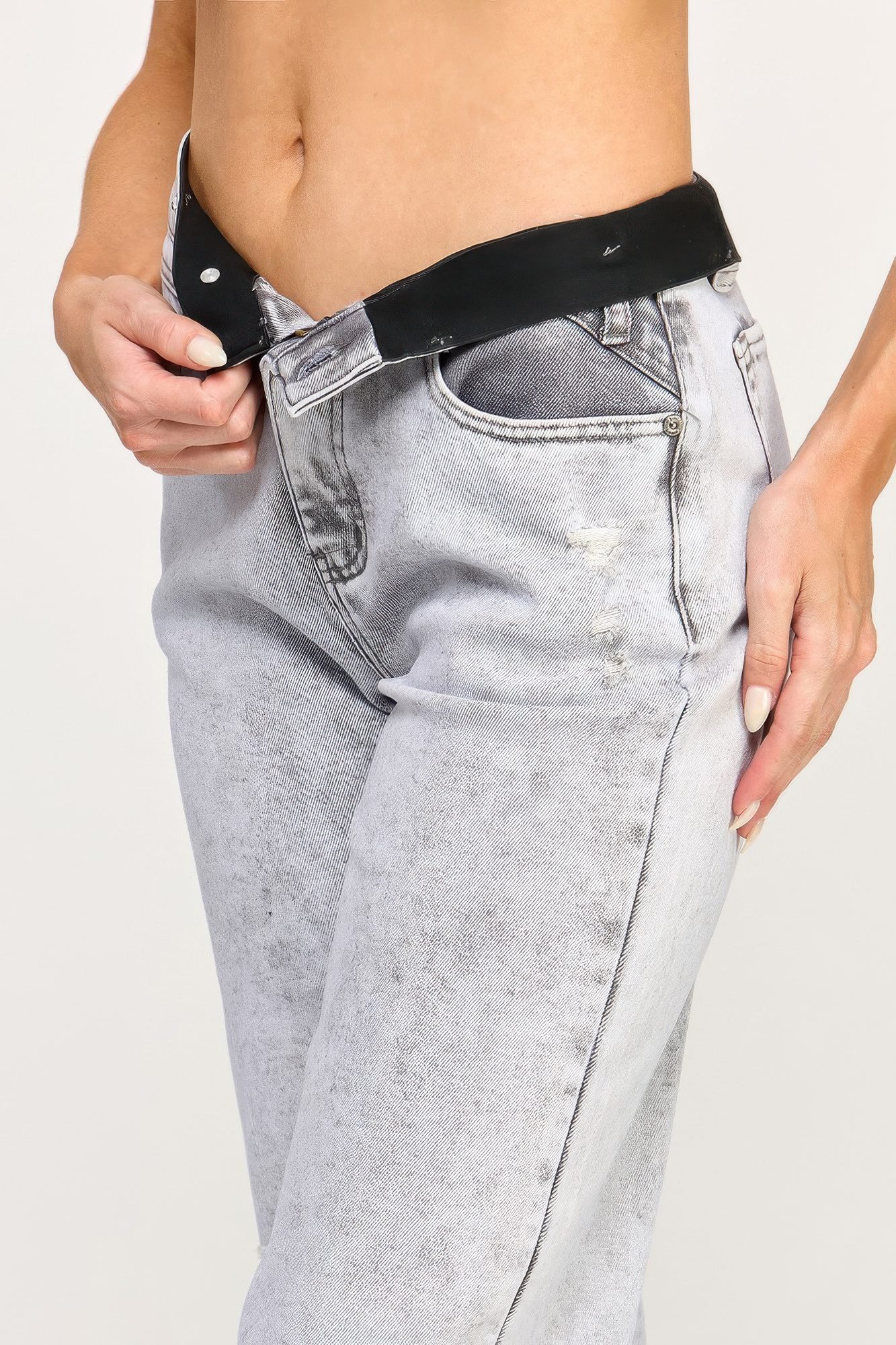 High Rise Wide Leg With Acid Grey