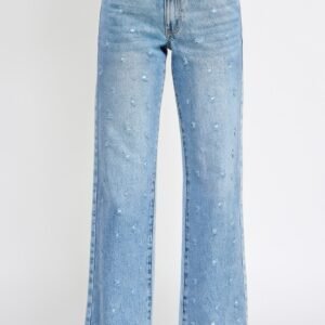 High Rise Dad Jeans W/ Fringe Waistband Detail