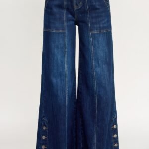 High Rise Wide Leg With Button Slit