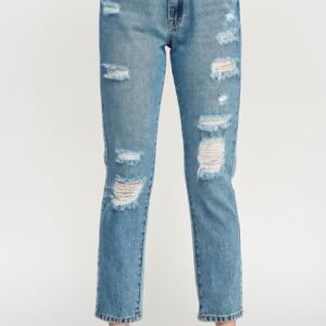 High Rise Distressed Relaxed Straight