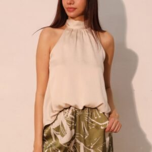 Hammered Satin Halter Bubble Top -60157