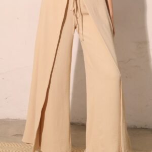 Matte Crepe Overlap Pants -60175a