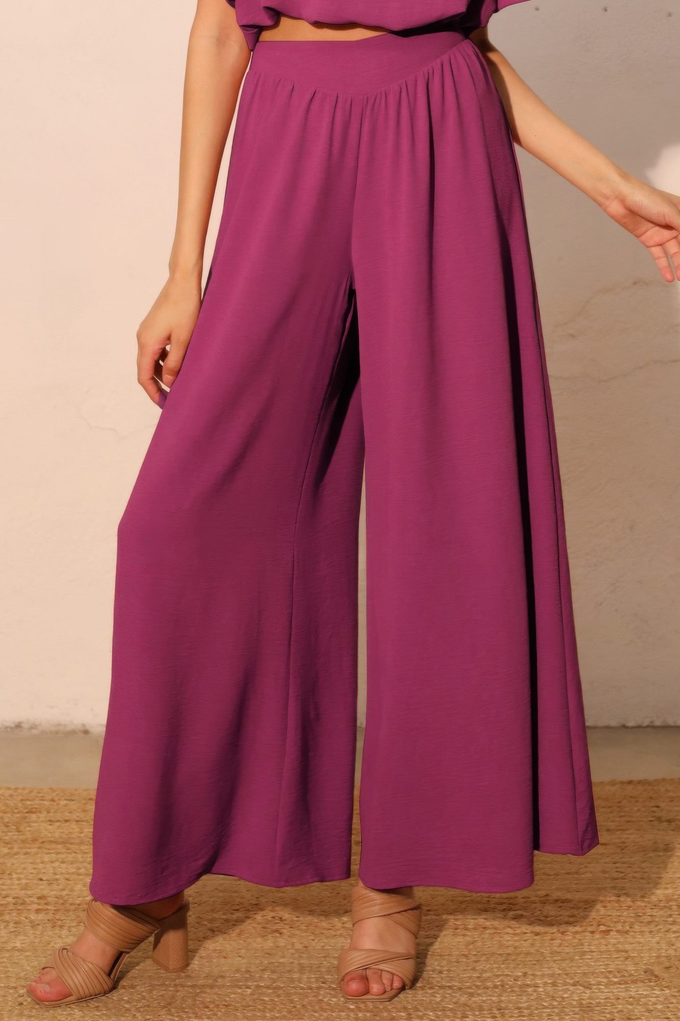 Matte Crepe Wide Leg Swing Pants -60179g