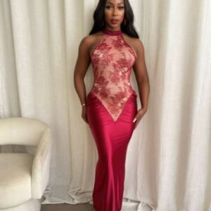 Crimson Lace Hourglass Dress -60187