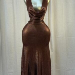 Cocoa Moonlight Shimmer Midi Dress