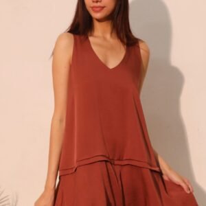 Washed Poly Silk Band Swing Dress -60208