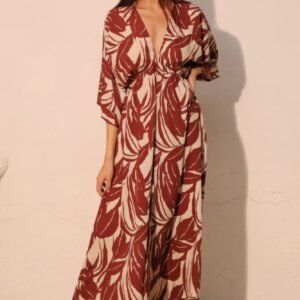 Lucca Leaf Kimono Maxi Dress -60211
