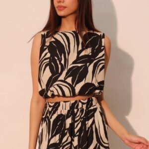 Lucca Leaf Bubble Crop Top -60214a