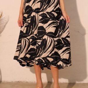 Lucca Leaf Midi Swing Skirt -60215a