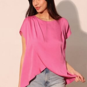 Washed Poly Silk Tulip Tunic Top -60217a