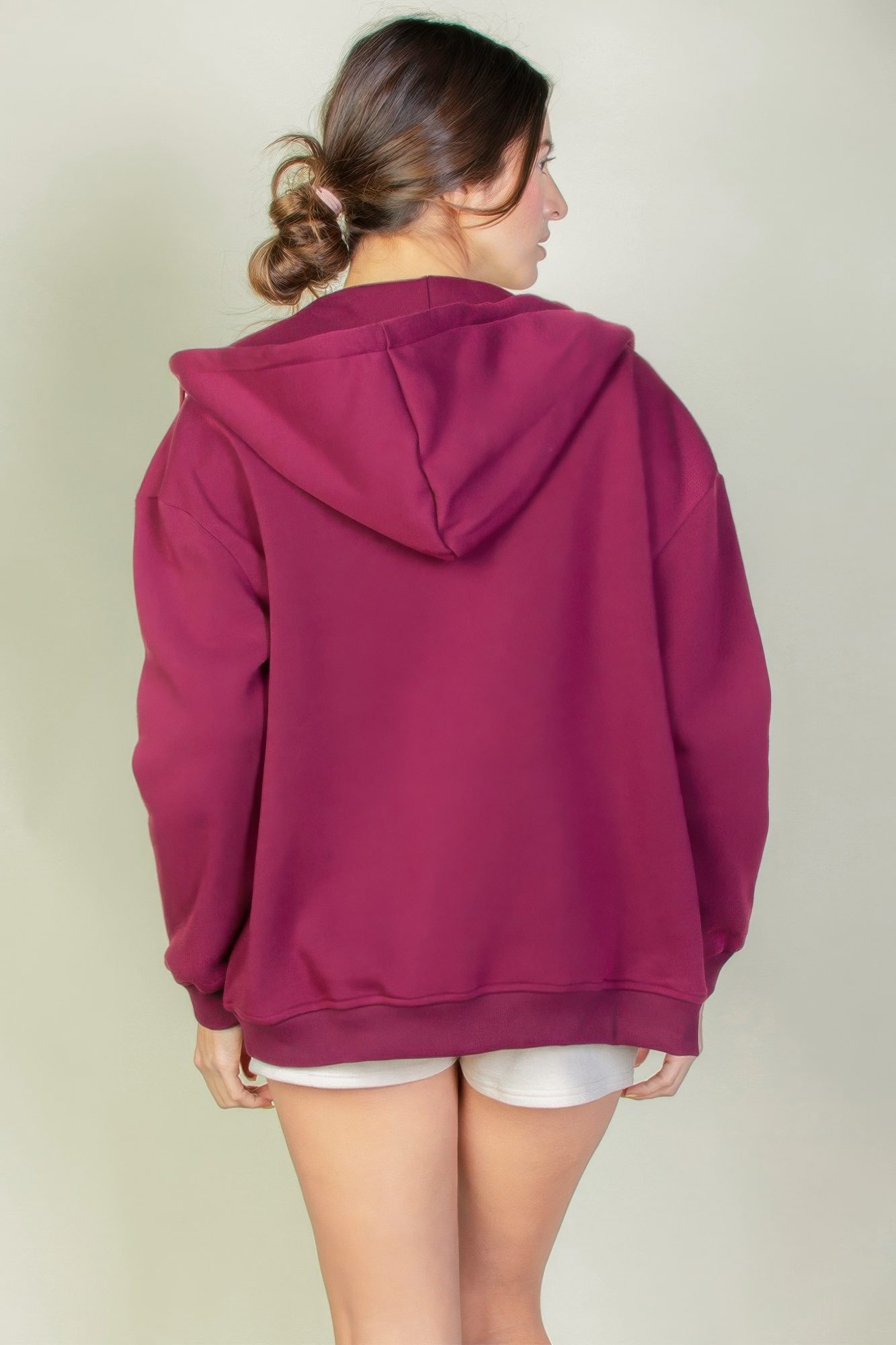 Graphic Drop Shoulder Zipper Up Hoodie -WH2000501