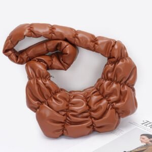 Pleated Faux Leather Crossbody Bag -WH2001127