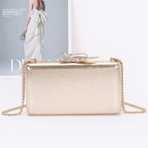 Metal Ribbon Top Case Clutch