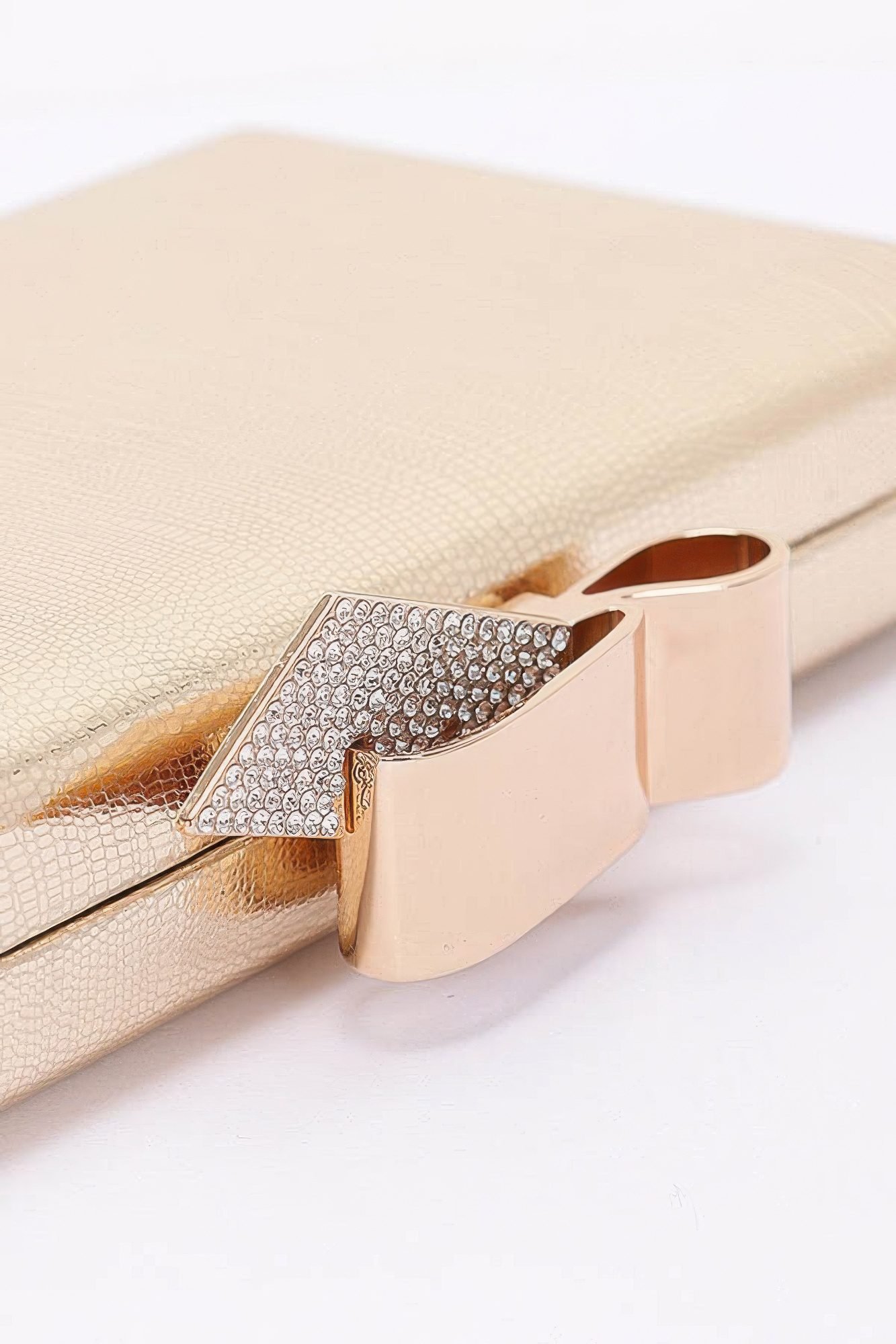 Metal Ribbon Top Case Clutch