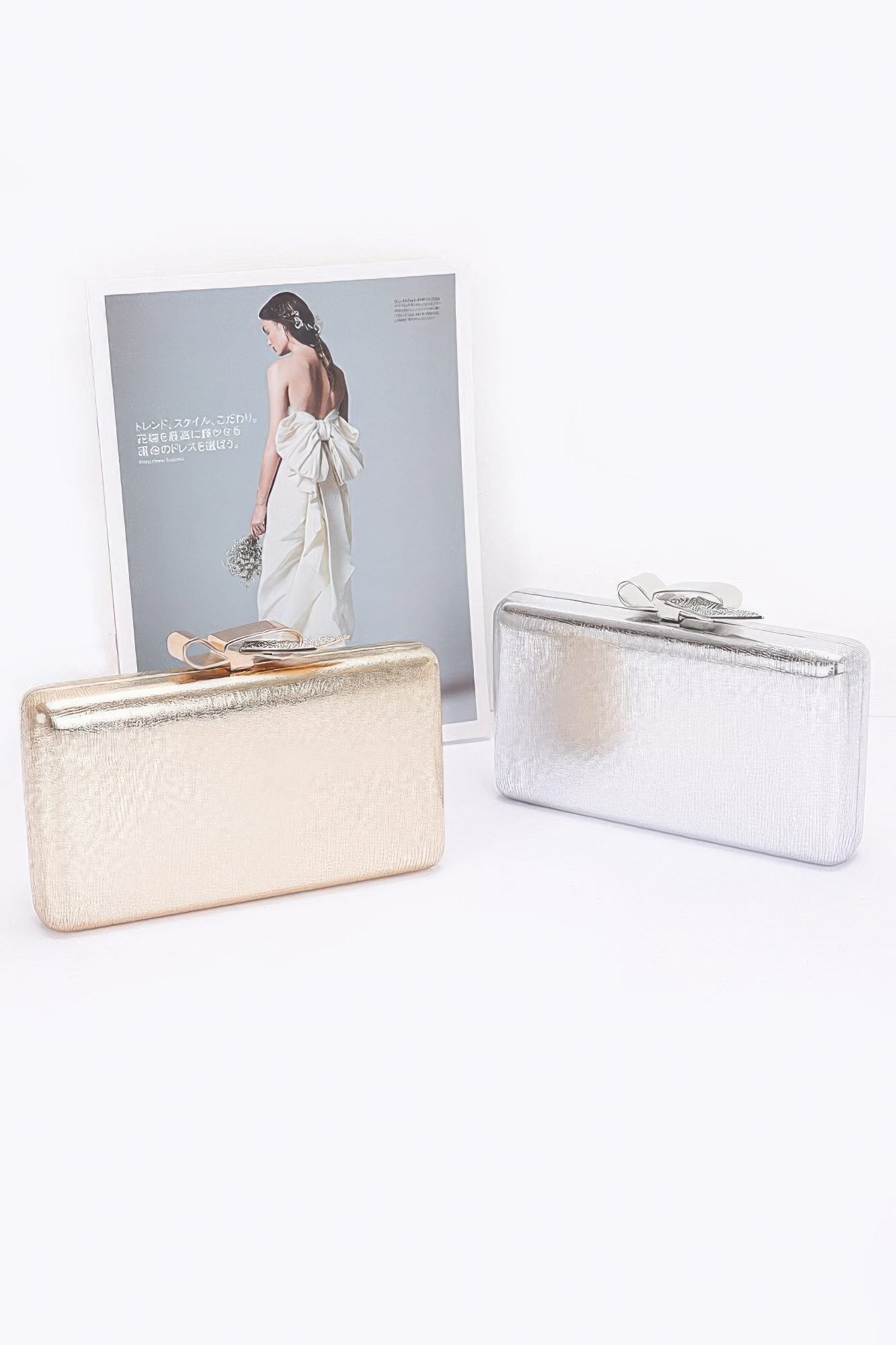 Metal Ribbon Top Case Clutch