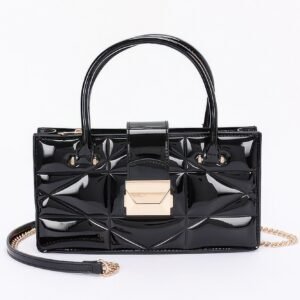 Embossed Enamel Handle Clutch