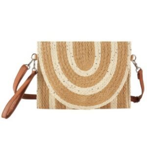 Sequin Mixed Two Tone Straw Clutch & Crossbody Bag