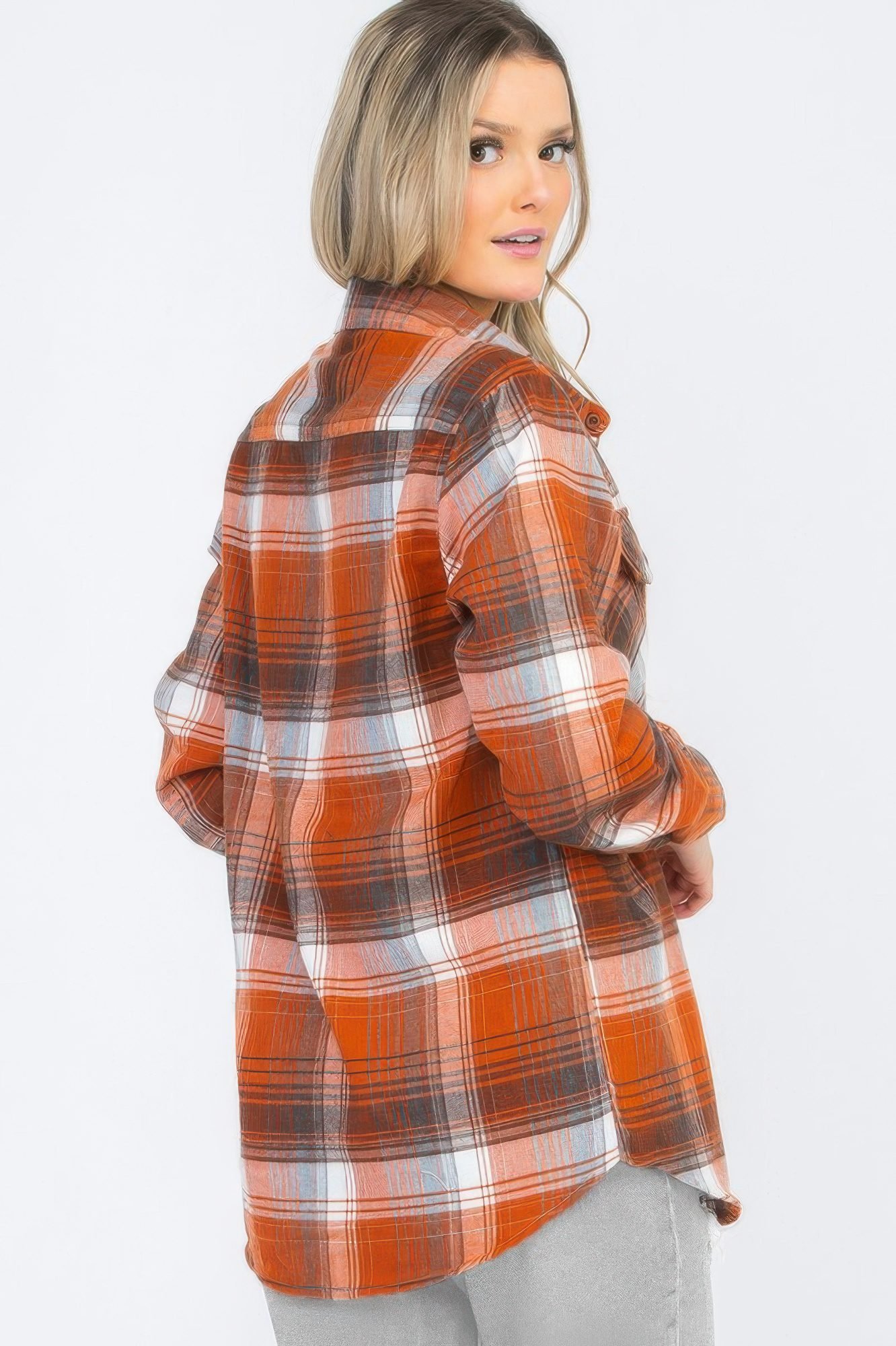 Womens Boyfriend Long Sleeve Checkered Flannel