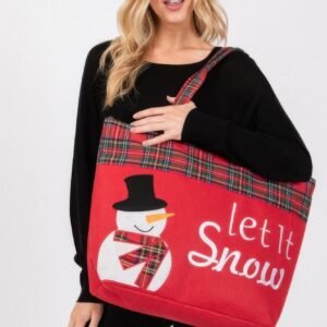Let It Snow Letter Snowman Christmas Tote Bag