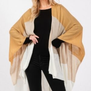Three Tones Ruana - Taupe, One Size
