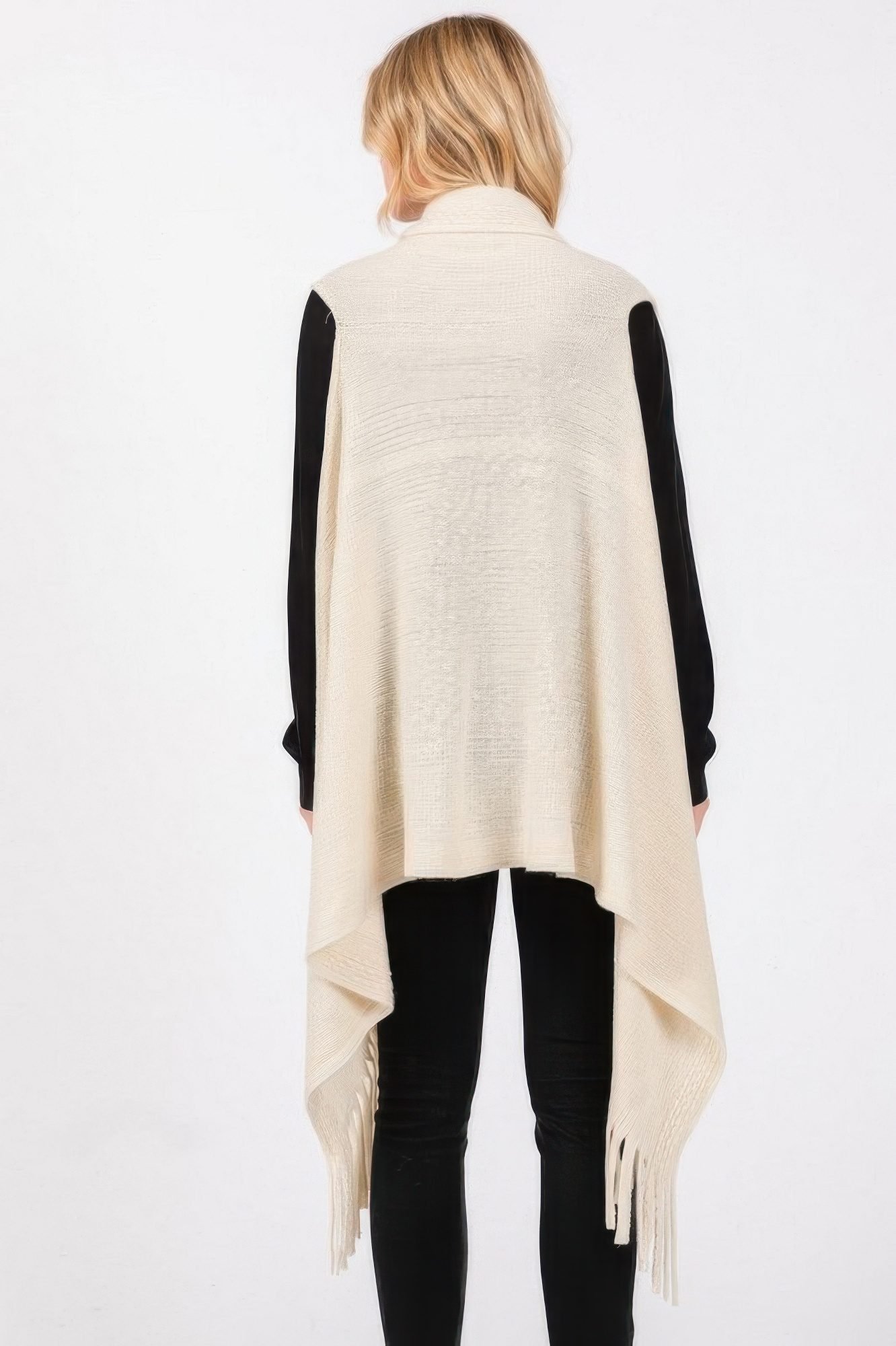 Embossed Dotted Line Tassel Knit Vest