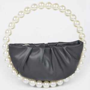 Vegan Metallic Leather Top Handle Bag W/stones