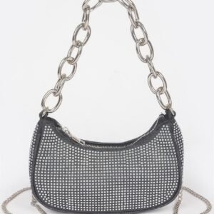 Hot Fix Stone Small Hobo Bag W/chain