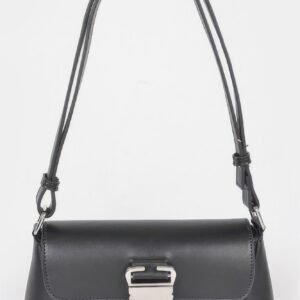 Faux Leather Metal Buckle Shoulder Bag