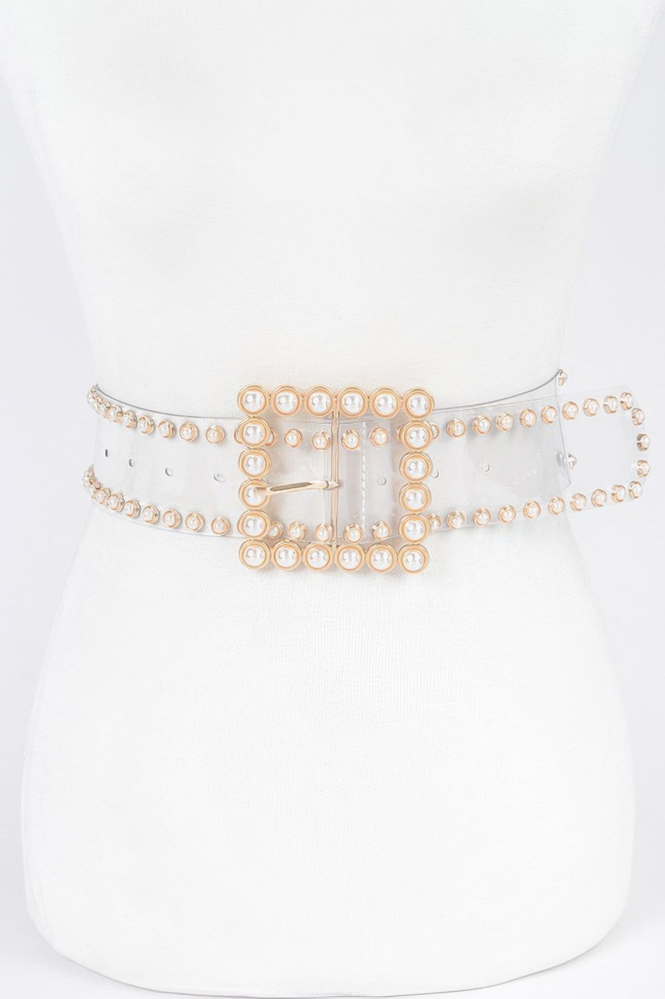 Pearl Buckle Clear Belt W/stones