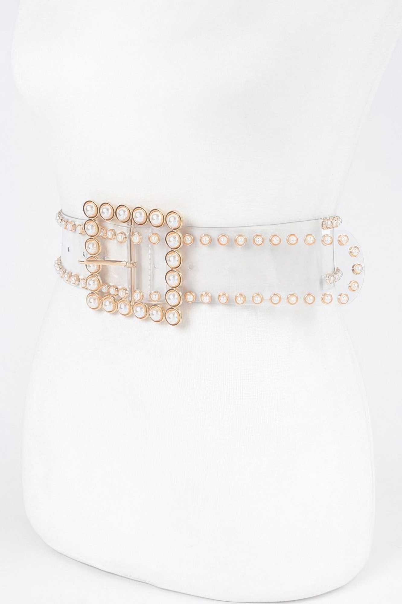 Pearl Buckle Clear Belt W/stones