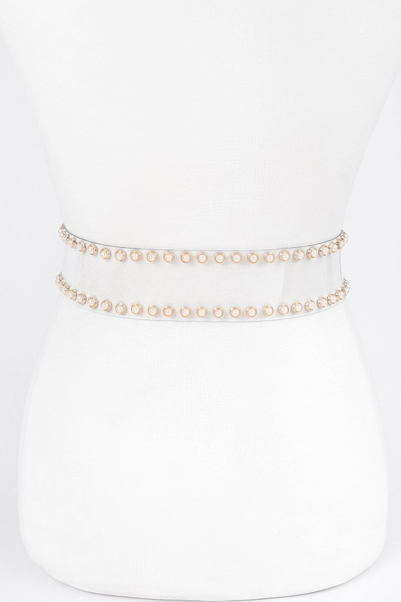 Pearl Buckle Clear Belt W/stones