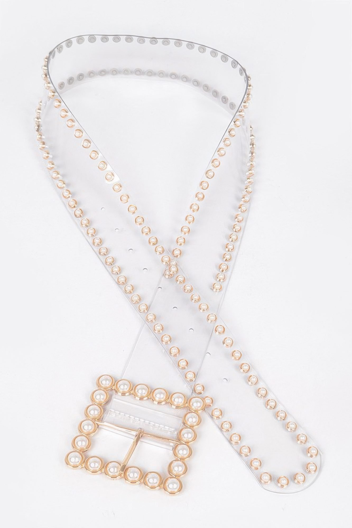 Pearl Buckle Clear Belt W/stones