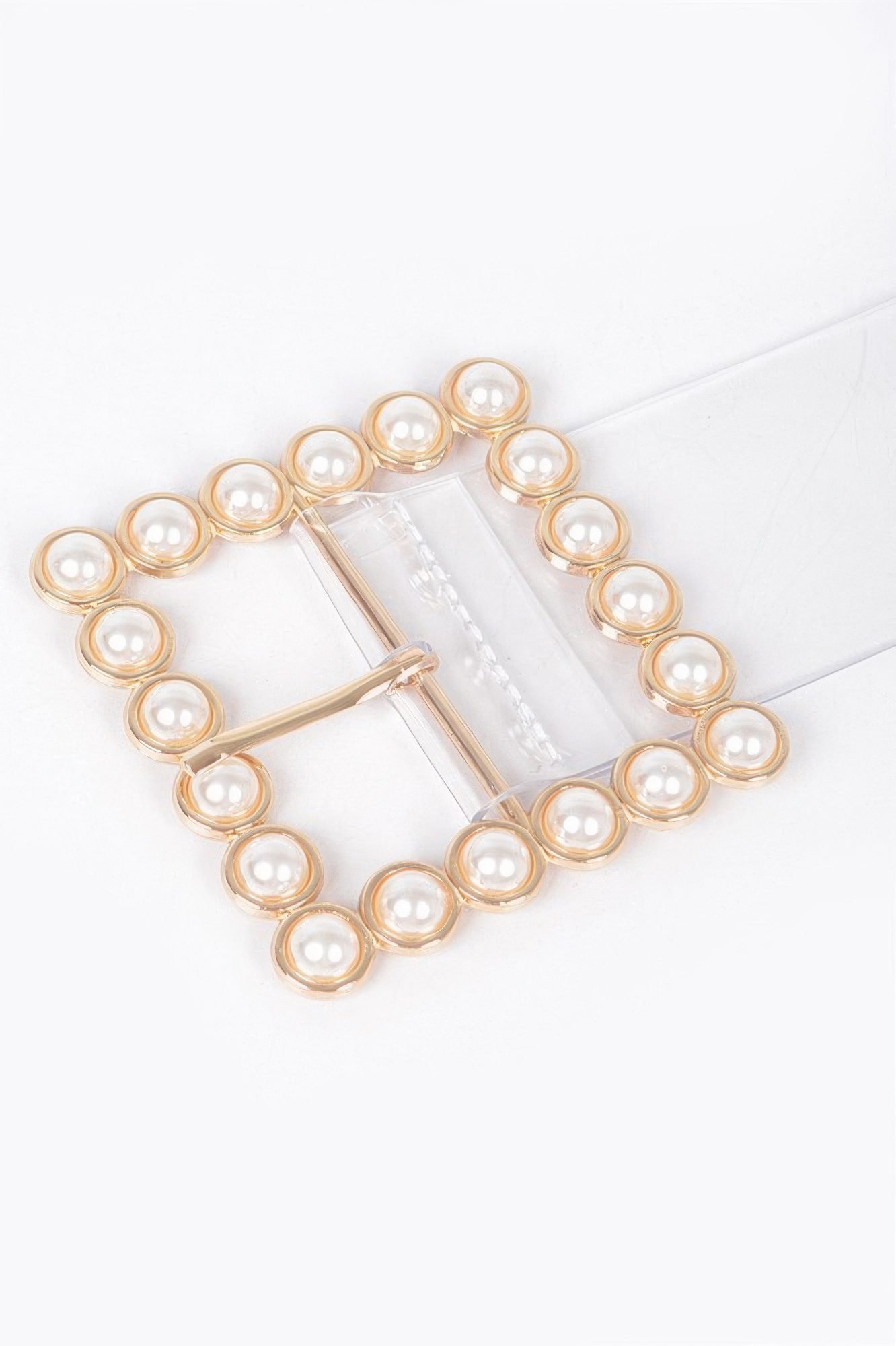 Pearl Buckle Clear Belt W/stones