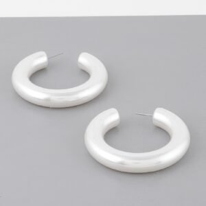 Polished Cream Hoop Earrings